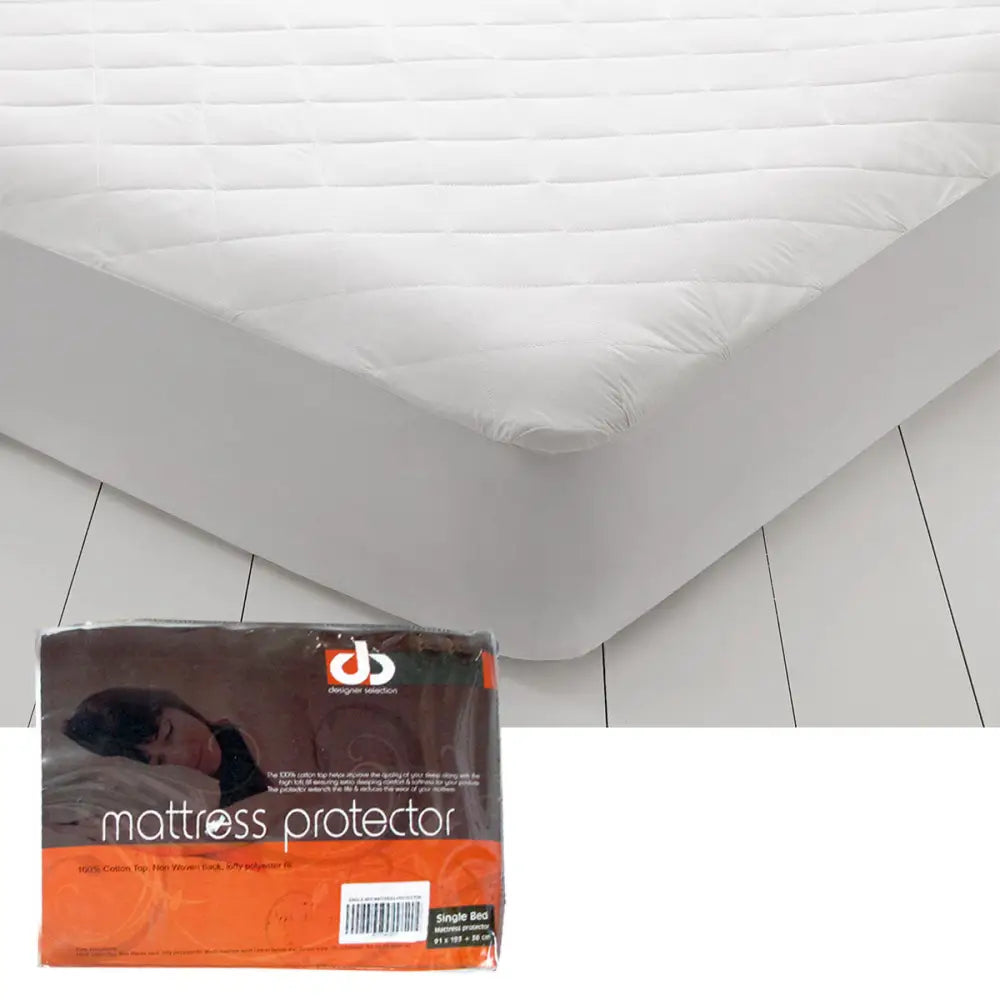 Lightly Quilted Cotton Top Mattress Protector Single - Home & Garden > Bedding