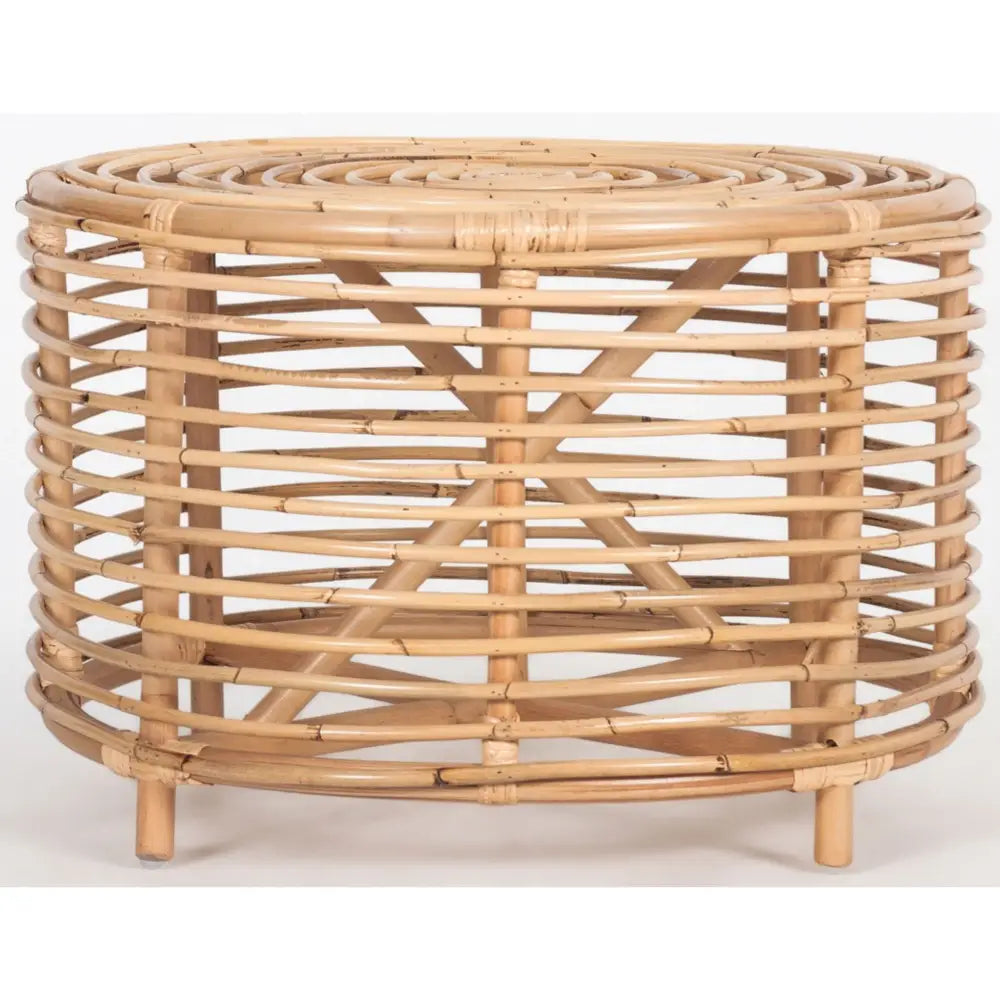 Lilac 61cm Rattan Round Side Table - Natural - Furniture > Bedroom