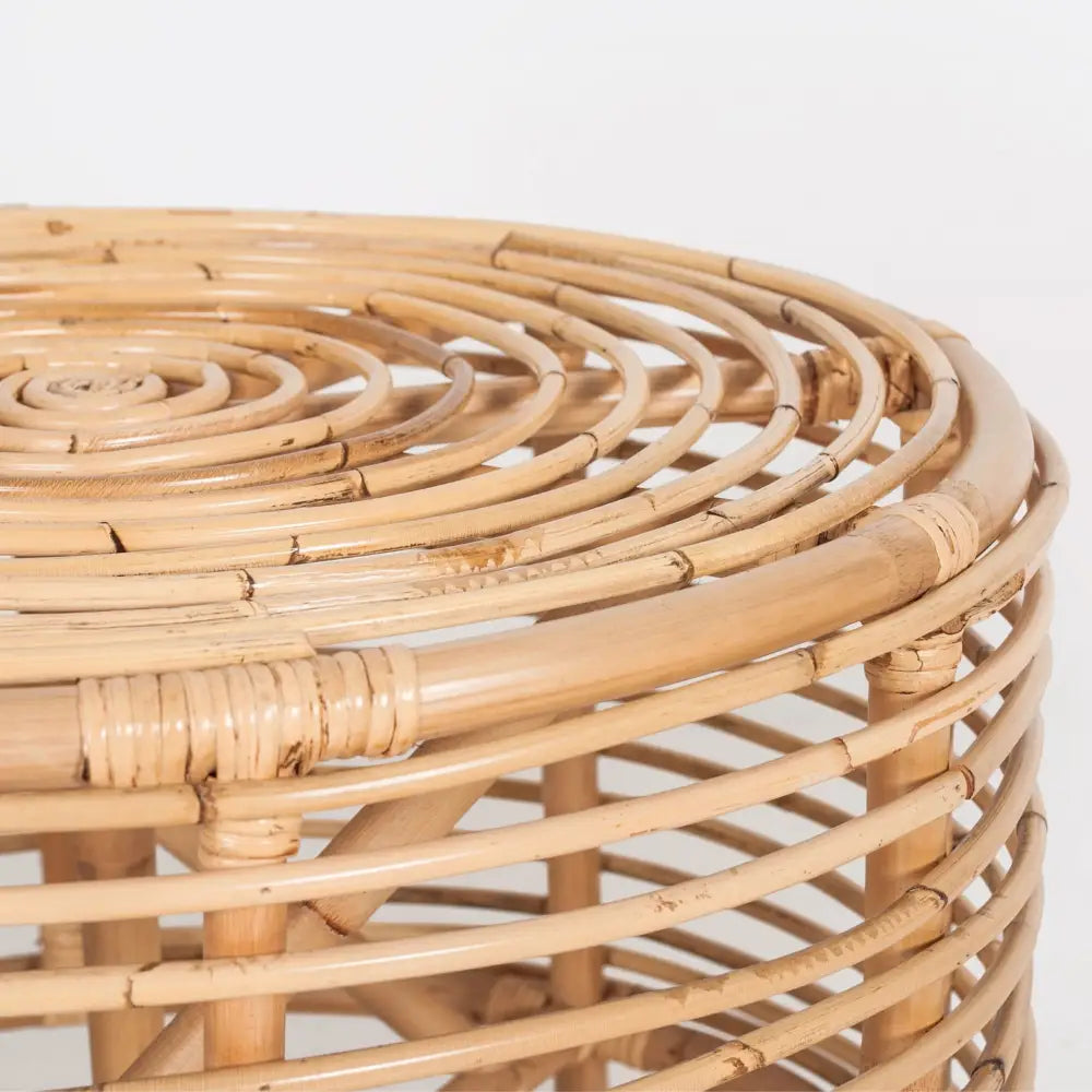 Lilac 61cm Rattan Round Side Table - Natural - Furniture > Bedroom