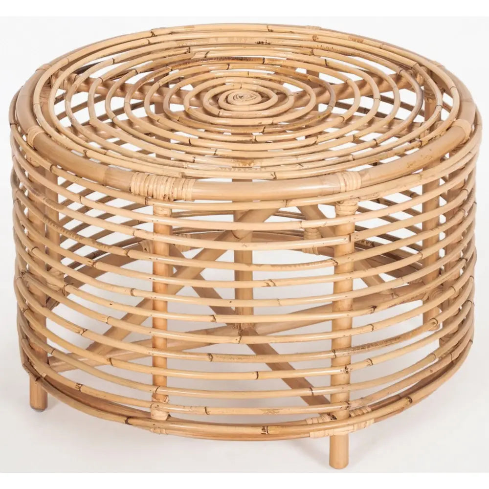 Lilac 61cm Rattan Round Side Table - Natural - Furniture > Bedroom