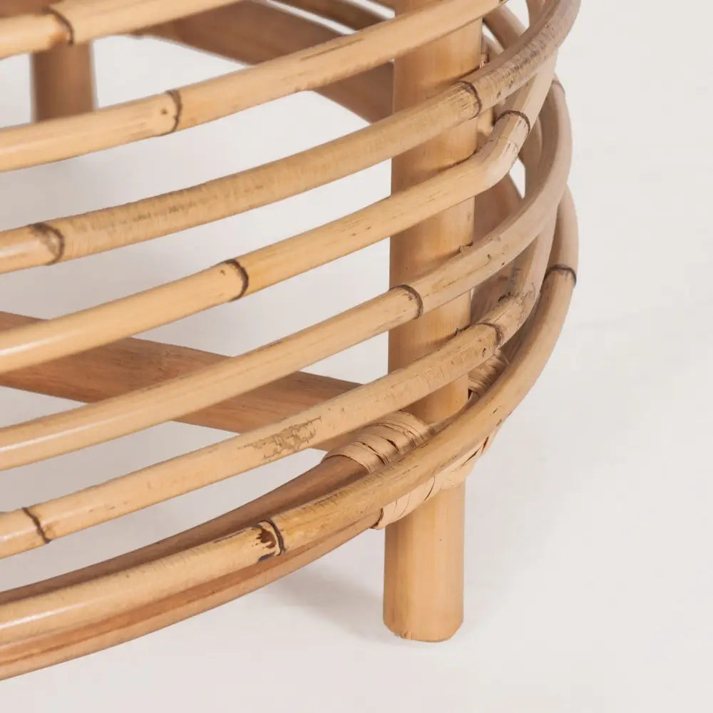 Lilac 61cm Rattan Round Side Table - Natural - Furniture > Bedroom