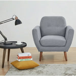 Lilliana 1 Seater Sofa Arm Chair Fabric Uplholstered Lounge Couch - Light Grey - Furniture > Sofas