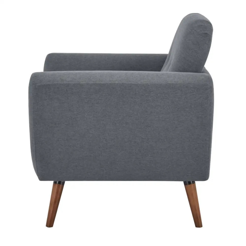 Lilliana 1 Seater Sofa Arm Chair Fabric Uplholstered Lounge Couch - Dark Grey - Furniture > Sofas