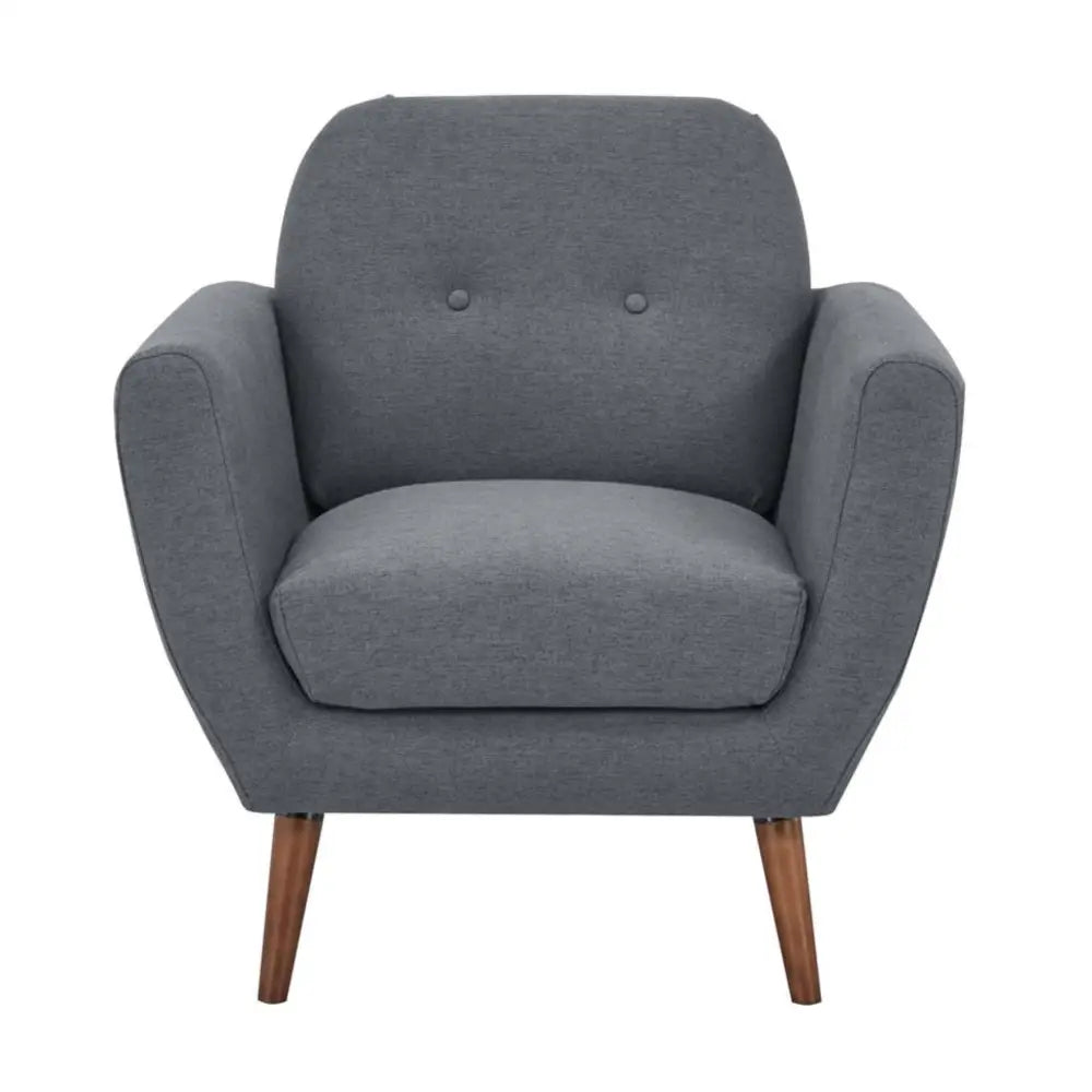 Lilliana 1 Seater Sofa Arm Chair Fabric Uplholstered Lounge Couch - Dark Grey - Furniture > Sofas