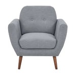 Lilliana Set of 2 Sofa Arm Chair Fabric Uplholstered Lounge Couch - Light Grey - Furniture > Sofas