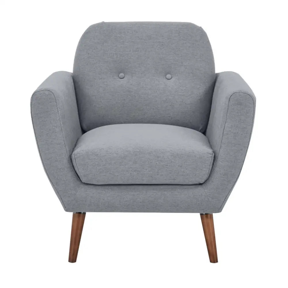 Lilliana Set of 2 Sofa Arm Chair Fabric Uplholstered Lounge Couch - Light Grey - Furniture > Sofas