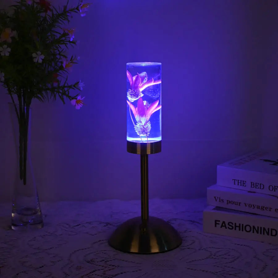 lily Eternal Flower Acrylic Table Lamp - Color-Changing LED USB Rechargeable Touch Control - Home & Garden > Lighting >