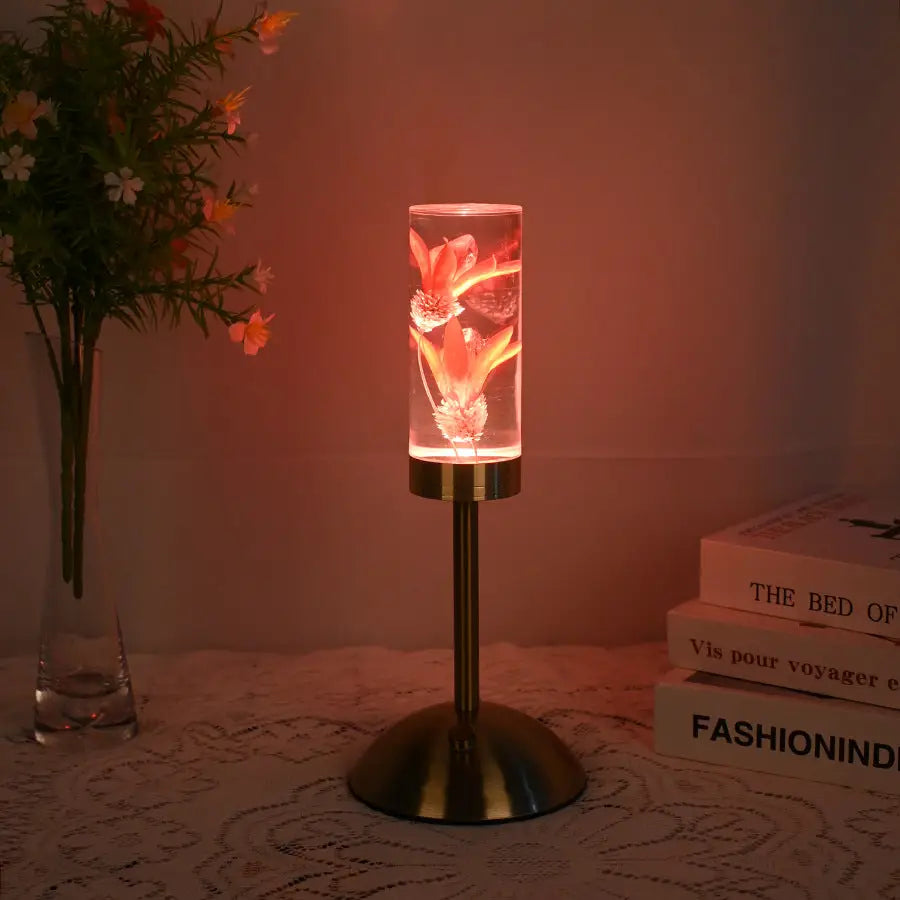 lily Eternal Flower Acrylic Table Lamp - Color-Changing LED USB Rechargeable Touch Control - Home & Garden > Lighting >