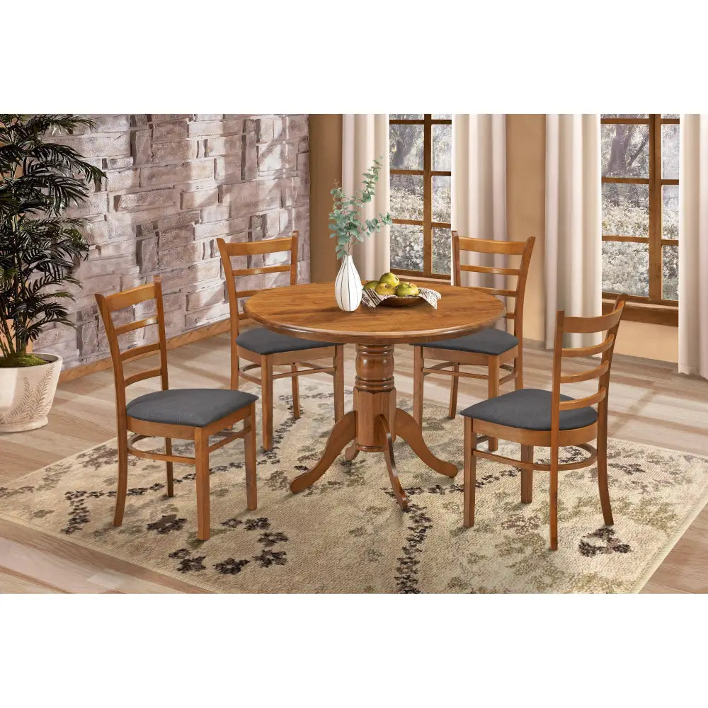 Linaria Dining Chair Set of 2 Crossback Solid Rubber Wood Fabric Seat - Walnut - Furniture > Dining