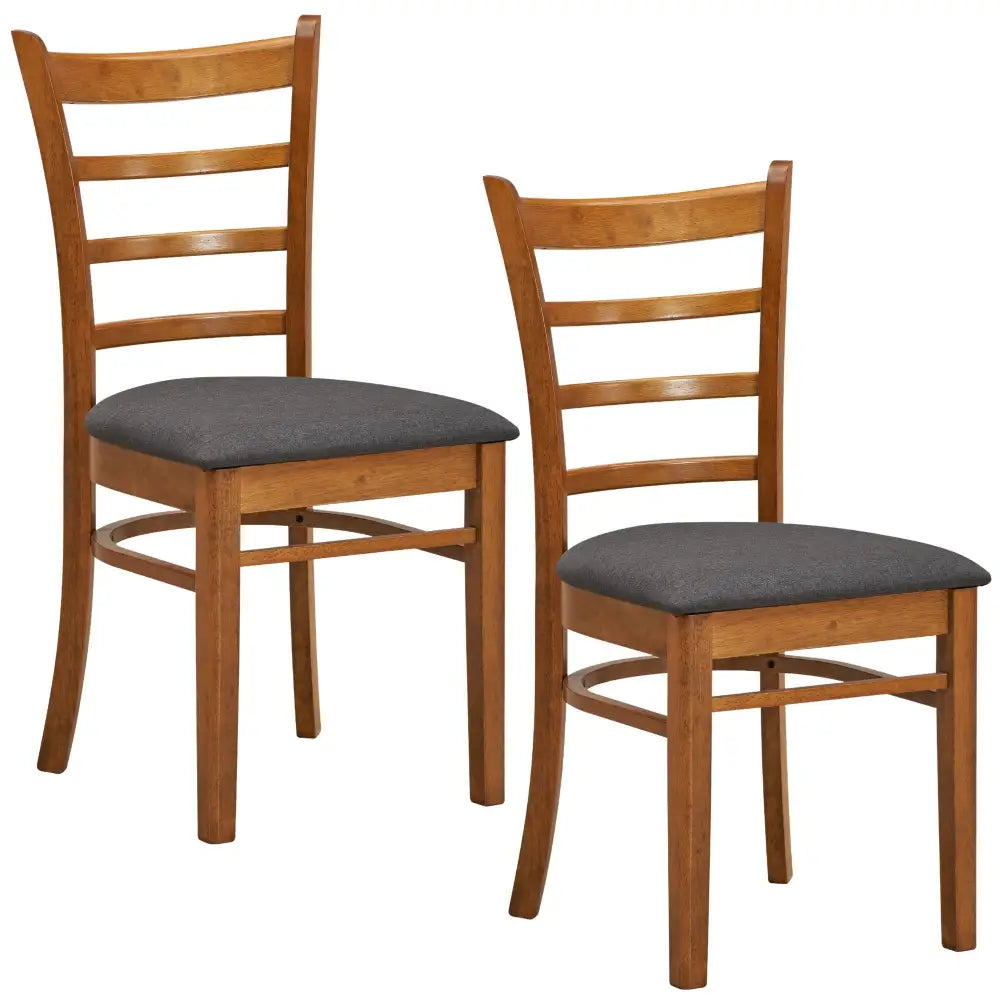 Linaria Dining Chair Set of 2 Crossback Solid Rubber Wood Fabric Seat - Walnut - Furniture > Dining