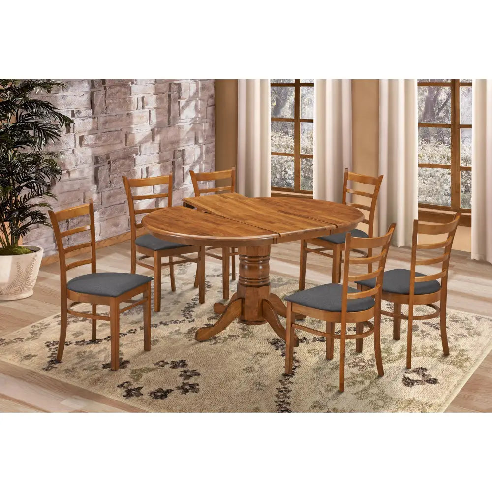 Linaria Dining Chair Set of 4 Crossback Solid Rubber Wood Fabric Seat - Walnut - Furniture > Dining
