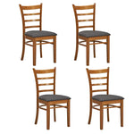 Linaria Dining Chair Set of 4 Crossback Solid Rubber Wood Fabric Seat - Walnut - Furniture > Dining