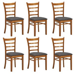 Linaria Dining Chair Set of 6 Crossback Solid Rubber Wood Fabric Seat - Walnut - Furniture > Dining