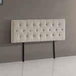 Linen Fabric Double Bed Deluxe Headboard Bedhead - Beige - Furniture > Bedroom