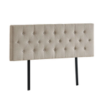Linen Fabric Double Bed Deluxe Headboard Bedhead - Beige - Furniture > Bedroom