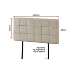 Linen Fabric Double Bed Deluxe Headboard Bedhead - Beige - Furniture > Bedroom