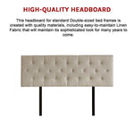 Linen Fabric Double Bed Deluxe Headboard Bedhead - Beige - Furniture > Bedroom