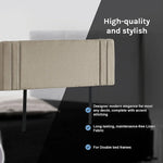 Linen Fabric Double Bed Deluxe Headboard Bedhead - Beige - Furniture > Bedroom