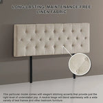 Linen Fabric Double Bed Deluxe Headboard Bedhead - Beige - Furniture > Bedroom