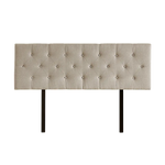 Linen Fabric Double Bed Deluxe Headboard Bedhead - Beige - Furniture > Bedroom
