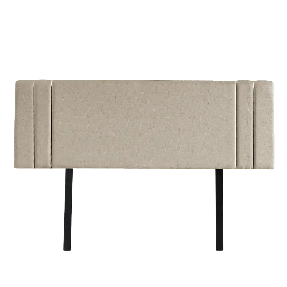 Linen Fabric Double Bed Deluxe Headboard Bedhead - Beige - Furniture > Bedroom