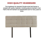 Linen Fabric Double Bed Deluxe Headboard Bedhead - Beige - Furniture > Bedroom