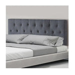 Linen Fabric Double Bed Deluxe Headboard Bedhead - Grey - Furniture > Bedroom