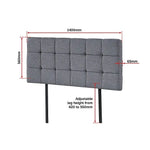 Linen Fabric Double Bed Deluxe Headboard Bedhead - Grey - Furniture > Bedroom
