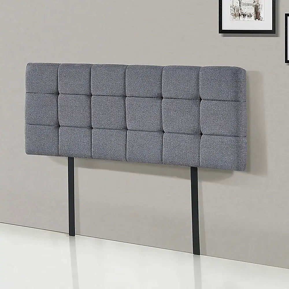 Linen Fabric Double Bed Deluxe Headboard Bedhead - Grey - Furniture > Bedroom