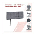 Linen Fabric Double Bed Deluxe Headboard Bedhead - Grey - Furniture > Bedroom