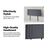 Linen Fabric Double Bed Deluxe Headboard Bedhead - Grey - Furniture > Bedroom