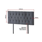 Linen Fabric Double Bed Deluxe Headboard Bedhead - Grey - Furniture > Bedroom