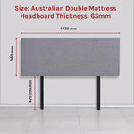 Linen Fabric Double Bed Deluxe Headboard Bedhead - Slate Ash - Furniture > Bedroom > Beds & Bed Frames