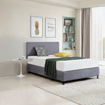 Linen Fabric Double Bed Deluxe Headboard Bedhead - Slate Ash - Furniture > Bedroom > Beds & Bed Frames