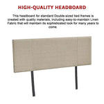 Linen Fabric Double Bed Headboard Bedhead - Beige - Furniture > Bedroom
