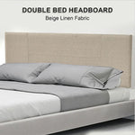 Linen Fabric Double Bed Headboard Bedhead - Beige - Furniture > Bedroom