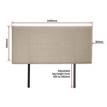 Linen Fabric Double Bed Headboard Bedhead - Beige - Furniture > Bedroom