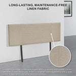 Linen Fabric Double Bed Headboard Bedhead - Beige - Furniture > Bedroom