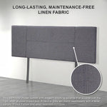 Linen Fabric Double Bed Headboard Bedhead - Grey - Furniture > Bedroom