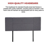 Linen Fabric Double Bed Headboard Bedhead - Grey - Furniture > Bedroom