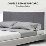 Linen Fabric Double Bed Headboard Bedhead - Grey - Furniture > Bedroom