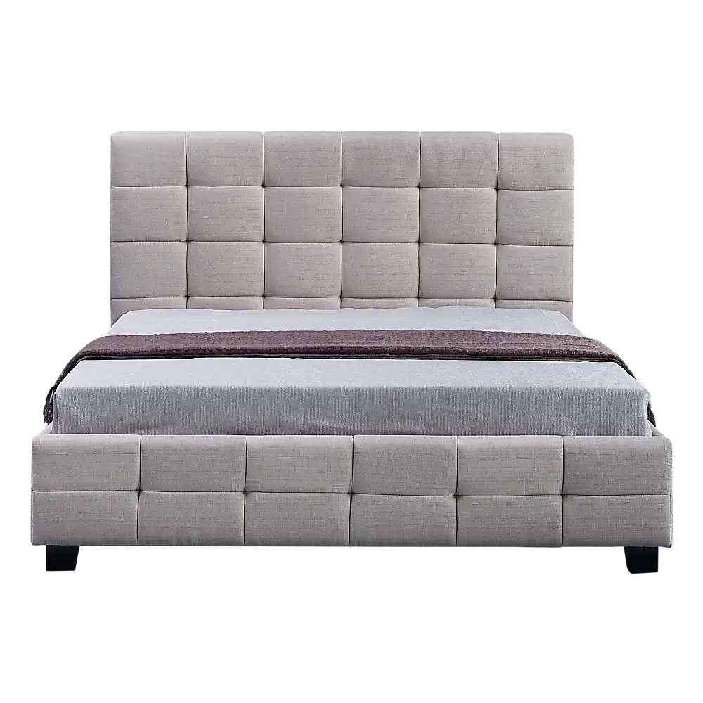 Linen Fabric Double Deluxe Bed Frame Beige - Furniture > Bedroom > Beds & Bed Frames