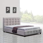 Linen Fabric Double Deluxe Bed Frame Beige - Furniture > Bedroom > Beds & Bed Frames