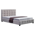 Linen Fabric Double Deluxe Bed Frame Beige - Furniture > Bedroom > Beds & Bed Frames