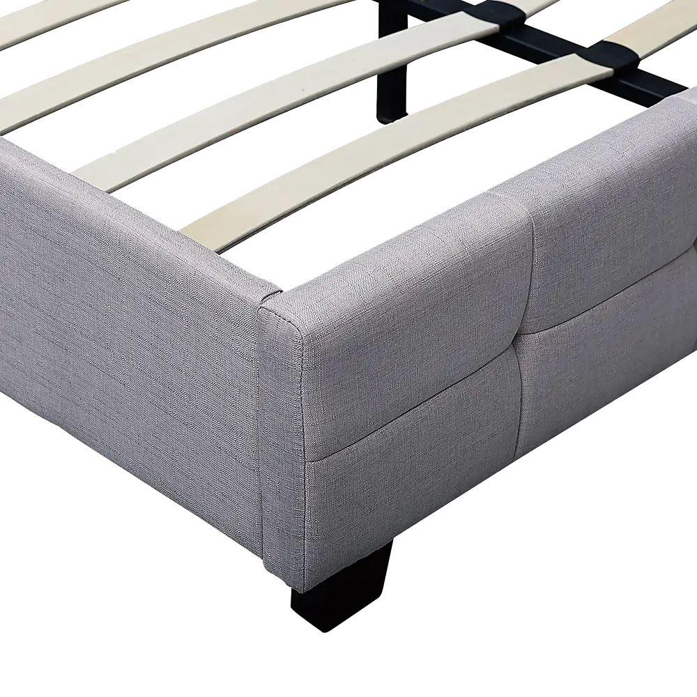 Linen Fabric Double Deluxe Bed Frame Beige - Furniture > Bedroom > Beds & Bed Frames