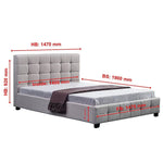 Linen Fabric Double Deluxe Bed Frame Beige - Furniture > Bedroom > Beds & Bed Frames