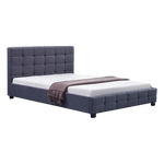 Linen Fabric Double Deluxe Bed Frame Grey - Furniture > Bedroom > Beds & Bed Frames