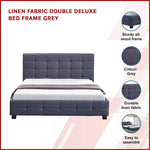 Linen Fabric Double Deluxe Bed Frame Grey - Furniture > Bedroom > Beds & Bed Frames