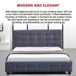 Linen Fabric Double Deluxe Bed Frame Grey - Furniture > Bedroom > Beds & Bed Frames