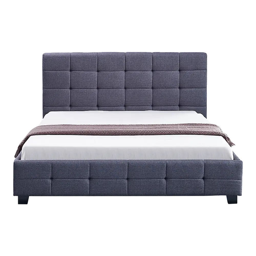 Linen Fabric Double Deluxe Bed Frame Grey - Furniture > Bedroom > Beds & Bed Frames